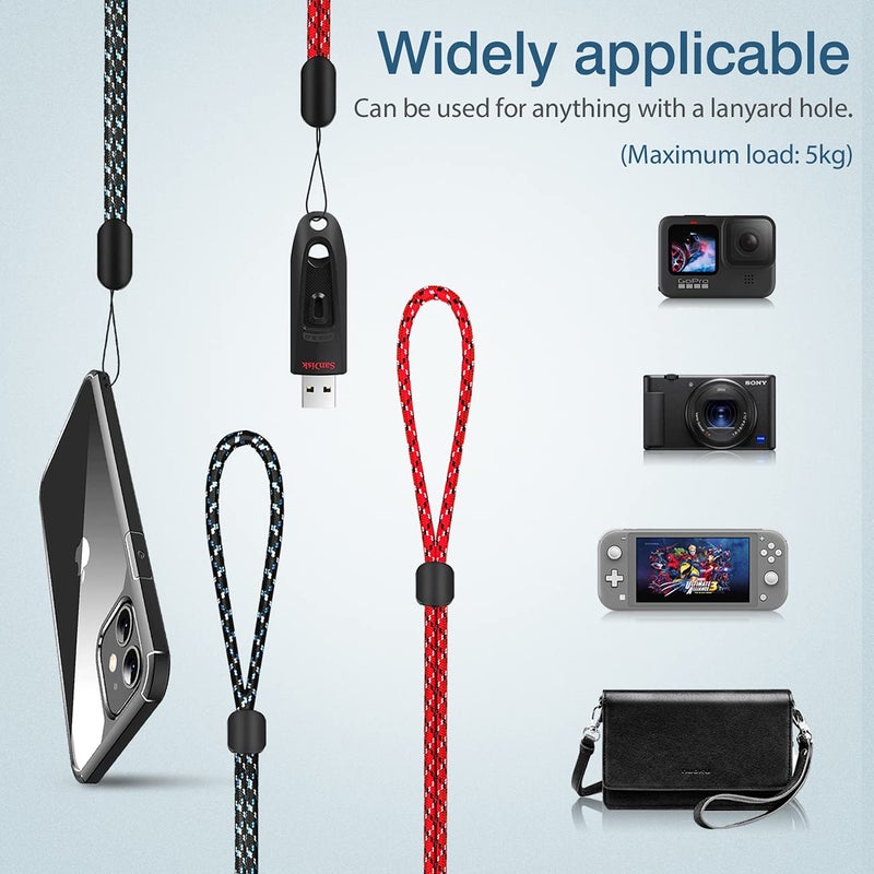 Hukado Hand Wrist Strap Lanyard  6 Pack 9.5inch Adjustable Nylon Wristlet Straps Keychain String for Cell Phone Case Holder  AirPods Pro 2 2022  Camera  Key  GoPro  USB Drive  Ski Glove (Multi-Color) - Image 2